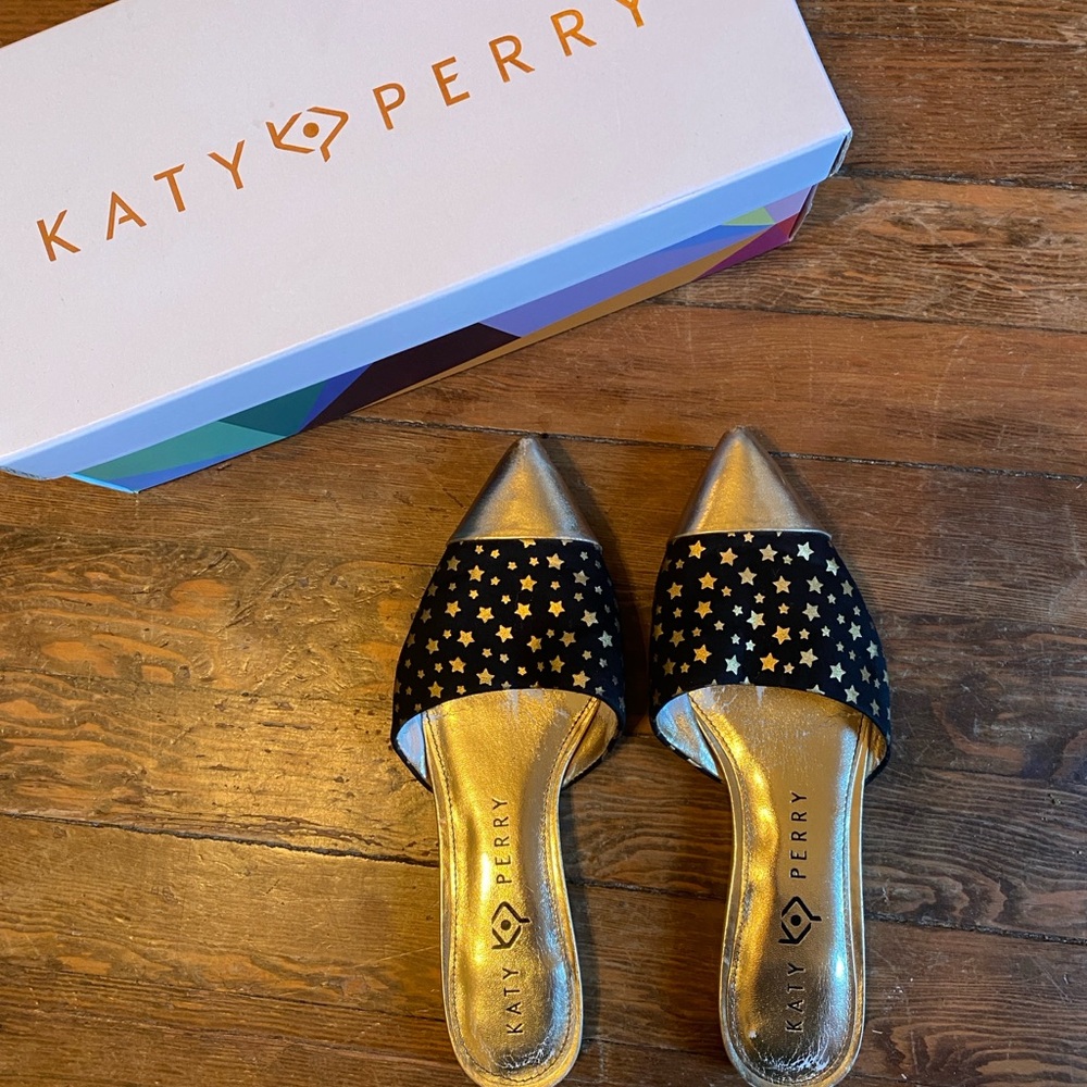 Katy Perry Collections Black and Gold Star Mules